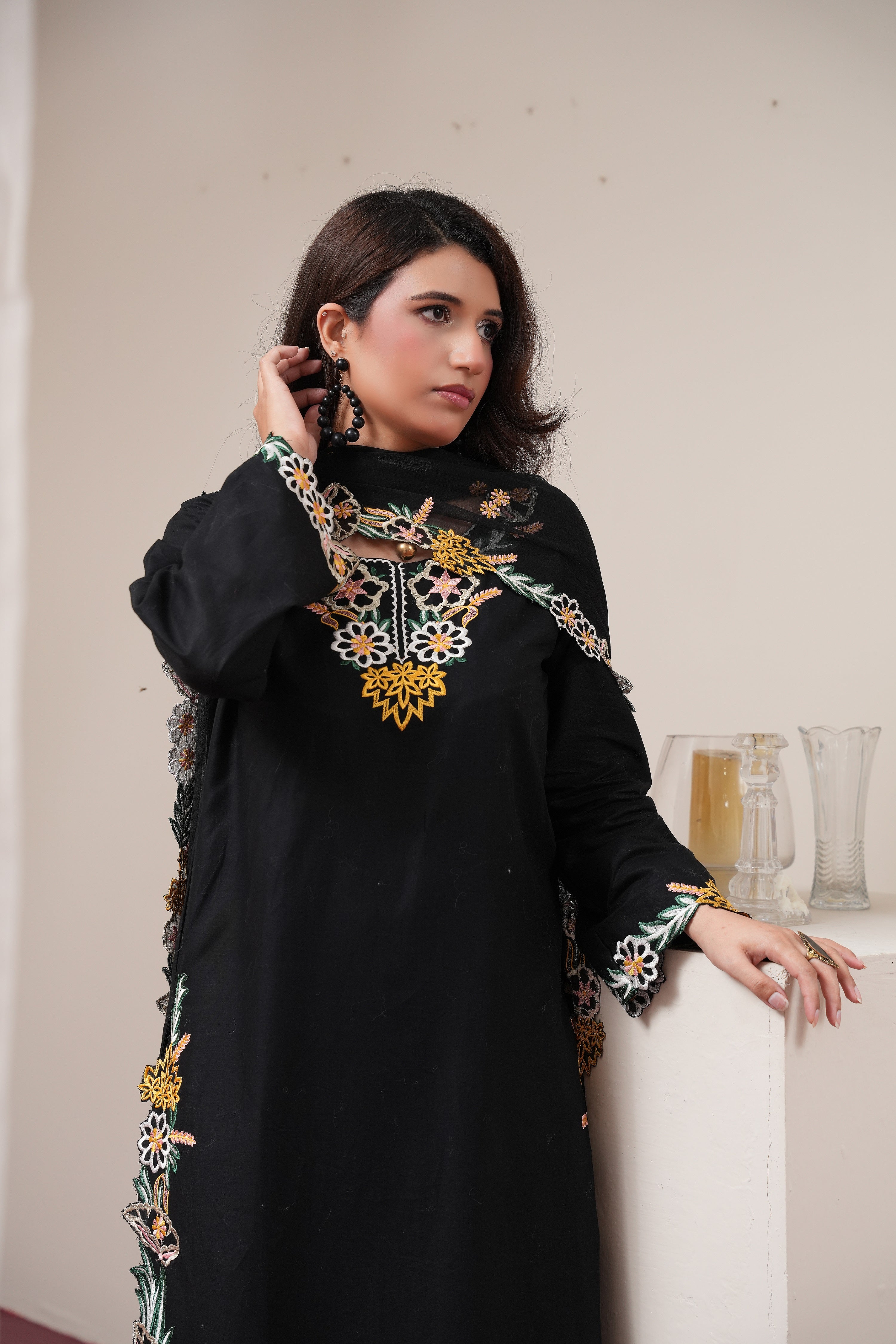 The Noir Cutwork - 3PC Embroidered
