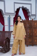 Mustard - 3PC Embroidered  & Farshi Shalwar